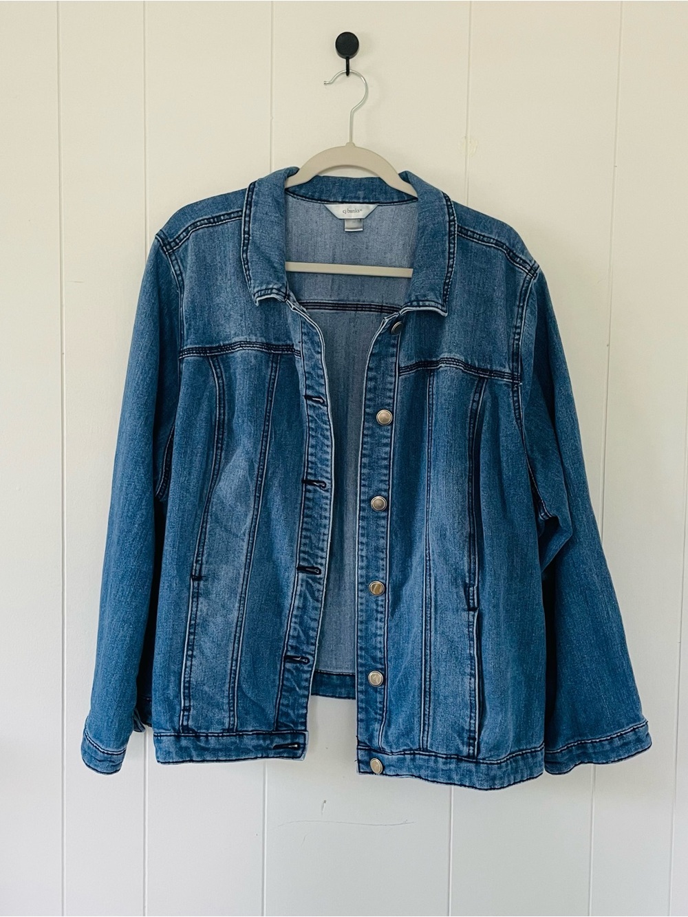 CJ Banks Blue Denim Button-Front Jean Jacket
